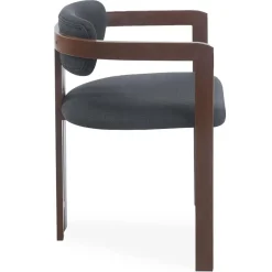 Lot de 2 chaises design Galilea Métal Effet bois foncé et Tissu Anthracite