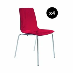Lot De 4 Chaises Design Transp.Rouge Olympie