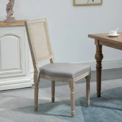 Lot de 2 chaises en bois massif et en tissu Gris Foncé