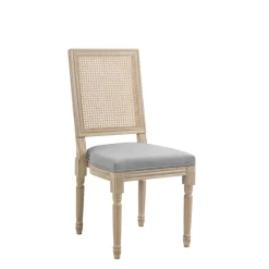 Lot de 2 chaises en bois massif et en tissu Gris Foncé