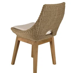 Lot de 2 chaises jardin rotin synthé. et coussin, pieds droits KALLY