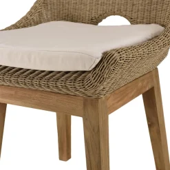 Lot de 2 chaises jardin rotin synthé. et coussin, pieds droits KALLY