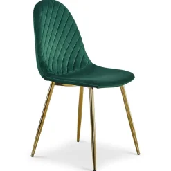 Lot de 8 chaises matelassées Norway Pieds Or et Velours Vert