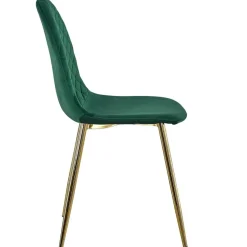 Lot de 8 chaises matelassées Norway Pieds Or et Velours Vert