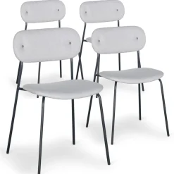 Lot de 4 chaises modernes Stellair Tissu Gris