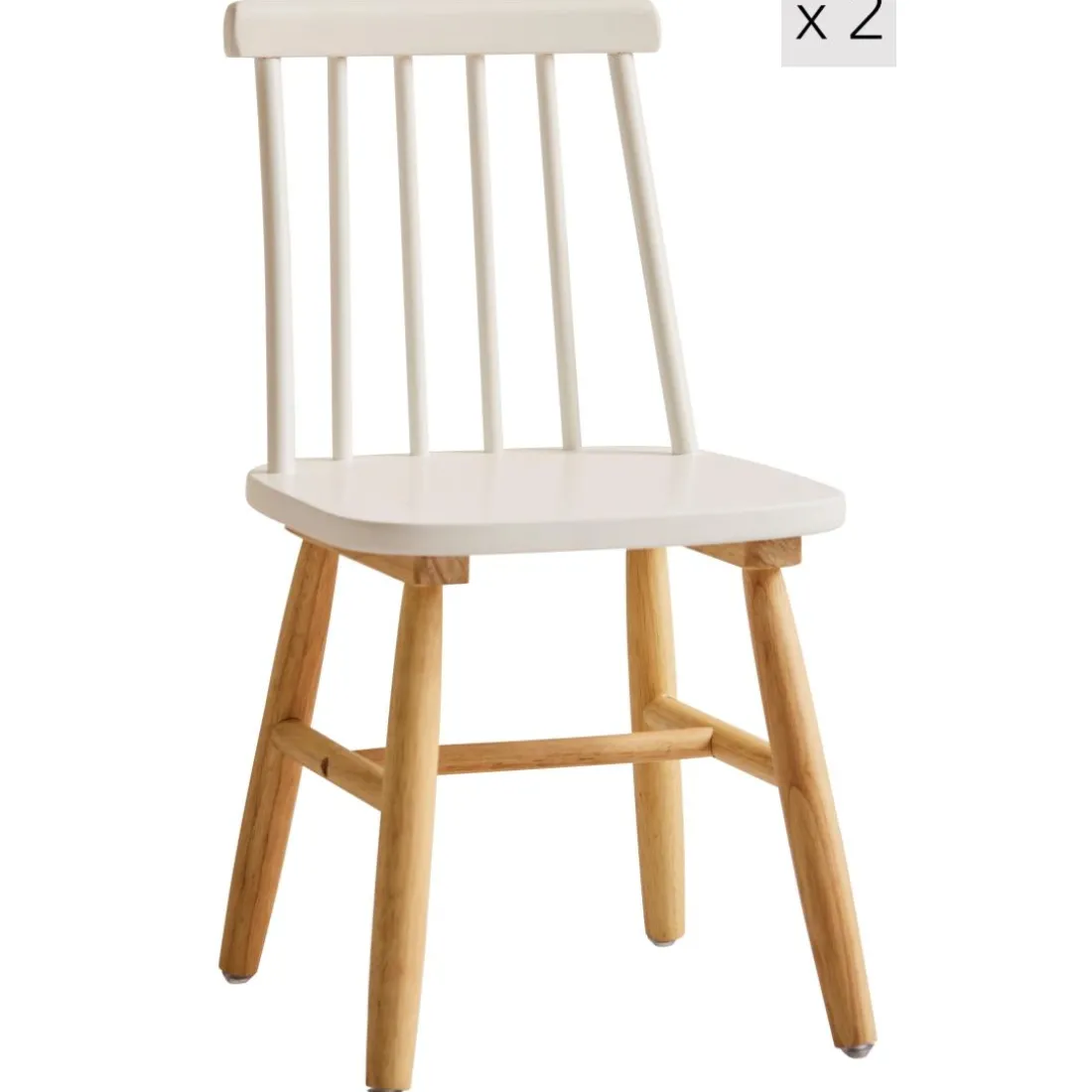 Lot de 2 chaises pour enfant NESNA design moderne et sa structure en bois massif blanc