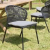 Lot de 2 chaises rotin synthétique noir dossier arrondi ajouré MALO
