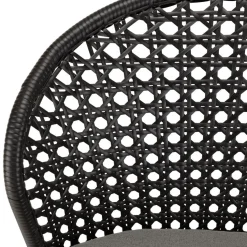 Lot de 2 chaises rotin synthétique noir dossier arrondi ajouré MALO