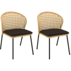 Lot de 2 chaises rotin synthétique couleur naturelle MALO