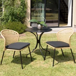 Lot de 2 chaises rotin synthétique couleur naturelle MALO