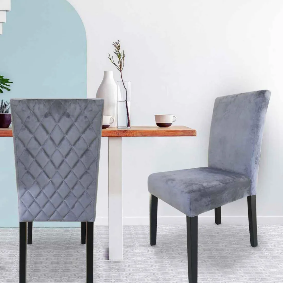 Lot De 2 Chaises SHALIMAN Velours Argent