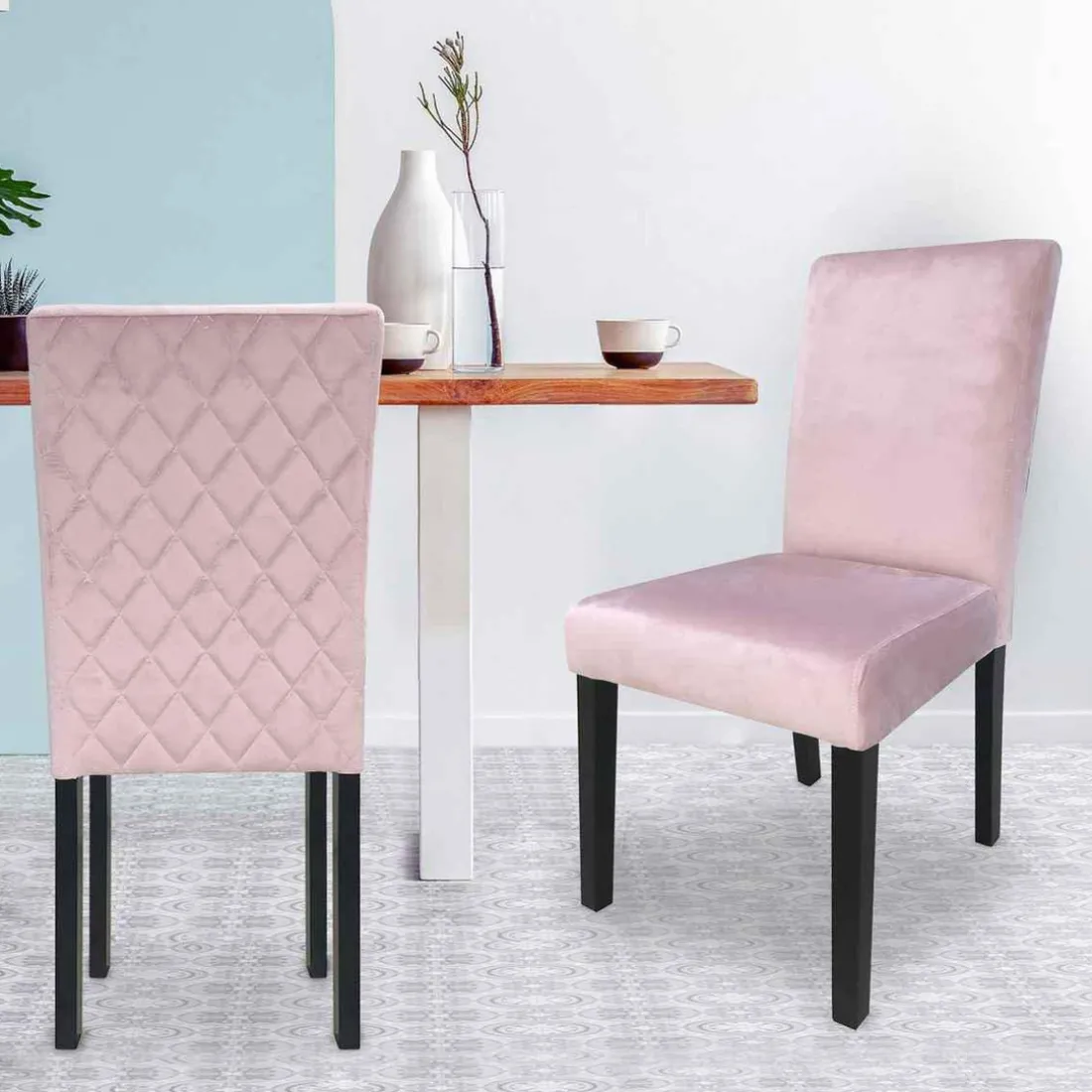 Lot De 2 Chaises SHALIMAN Velours Rose