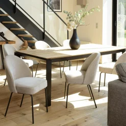 Lot de 2 chaises tissu sable pieds acier noir ULYSSE