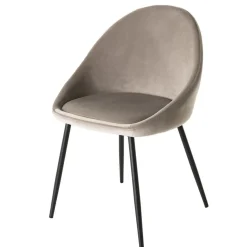 Lot De 2 Chaises TOM Velours Chamois Pieds Métal