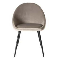 Lot De 2 Chaises TOM Velours Chamois Pieds Métal