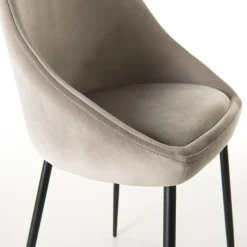 Lot De 2 Chaises TOM Velours Chamois Pieds Métal