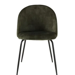 Lot de 2 chaises velours vert sapin dossier arrondi