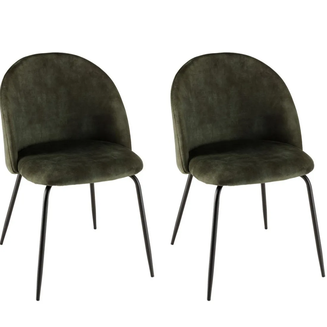 Lot de 2 chaises velours vert sapin dossier arrondi