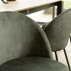 Lot de 2 chaises velours vert sapin dossier arrondi