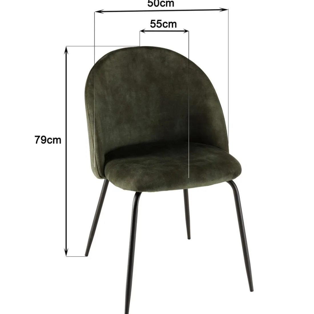 Lot de 2 chaises velours vert sapin dossier arrondi