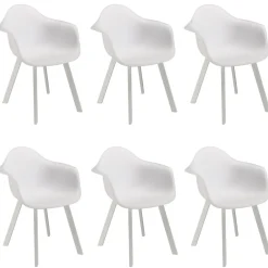 Lot de 6 fauteuils blancs dossier arrondi MALO