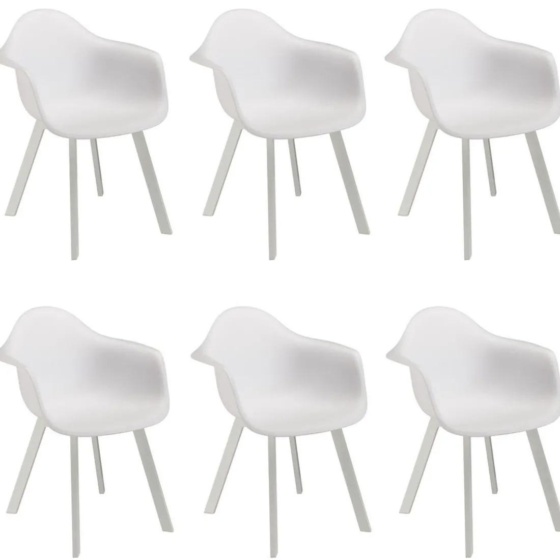 Lot de 6 fauteuils blancs dossier arrondi MALO