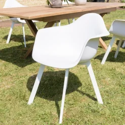 Lot de 6 fauteuils blancs dossier arrondi MALO