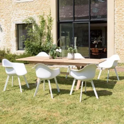 Lot de 6 fauteuils blancs dossier arrondi MALO