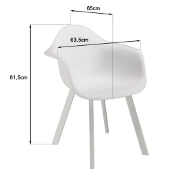 Lot de 6 fauteuils blancs dossier arrondi MALO