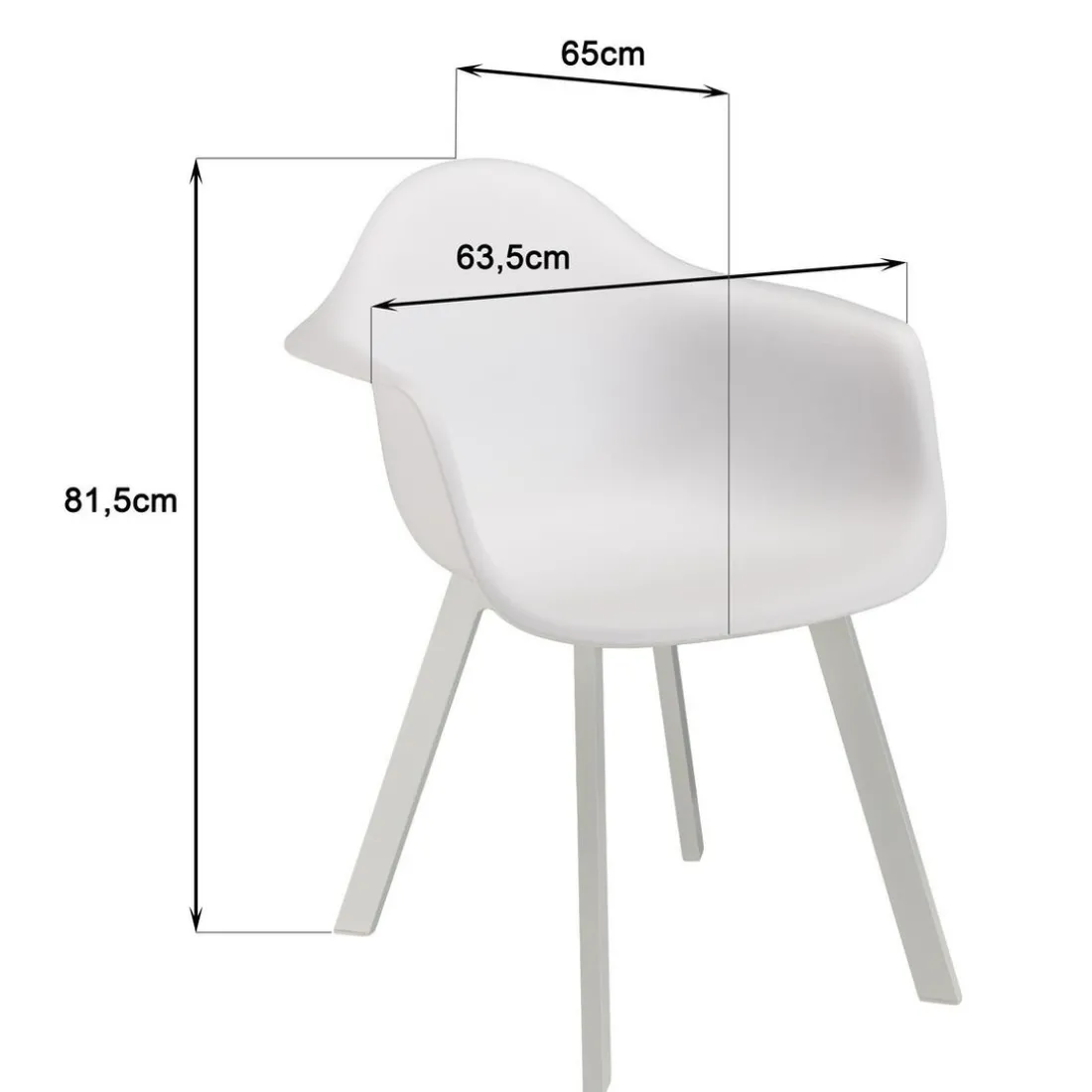 Lot de 6 fauteuils blancs dossier arrondi MALO