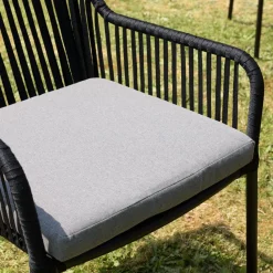 Lot de 2 fauteuils cordage noir coussin assise gris anthracite MALO