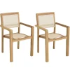 Lot de 2 fauteuils empilables textilène couleur beige