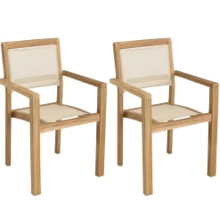 Lot de 2 fauteuils empilables textilène couleur beige
