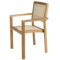 Lot de 2 fauteuils empilables textilène couleur beige