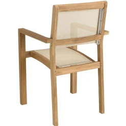 Lot de 2 fauteuils empilables textilène couleur beige