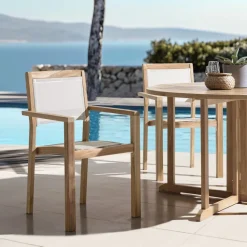 Lot de 2 fauteuils empilables textilène couleur beige