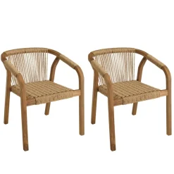 Lot de 2 fauteuils en acacia huilé et cordage synthétique
