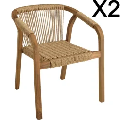 Lot de 2 fauteuils en acacia huilé et cordage synthétique