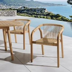 Lot de 2 fauteuils en acacia huilé et cordage synthétique