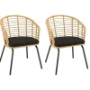 Lot de 2 fauteuils en rotin synthétique couleur naturelle MALO