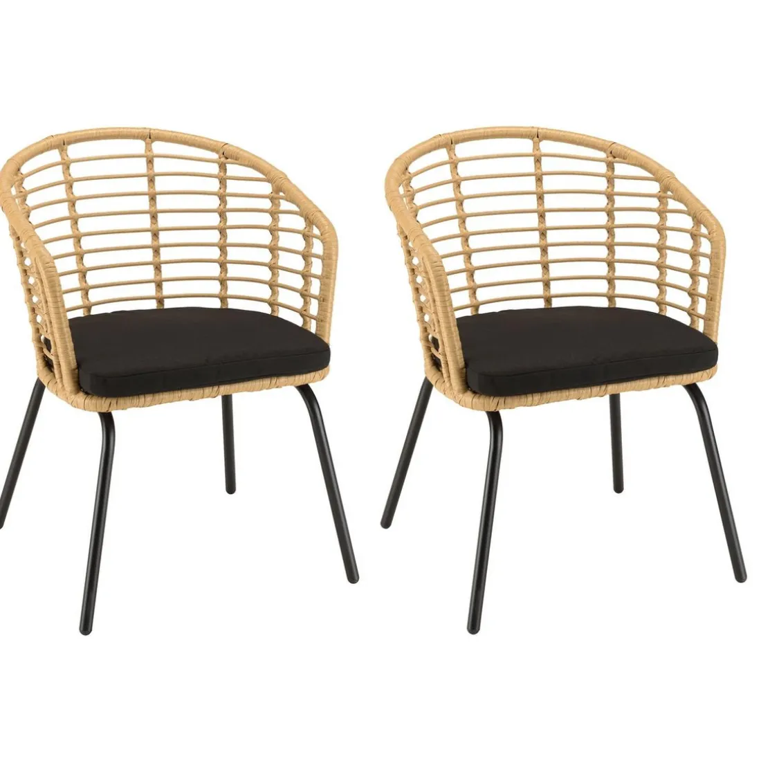 Lot de 2 fauteuils en rotin synthétique couleur naturelle MALO
