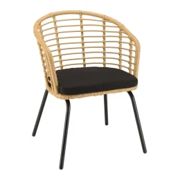 Lot de 2 fauteuils en rotin synthétique couleur naturelle MALO