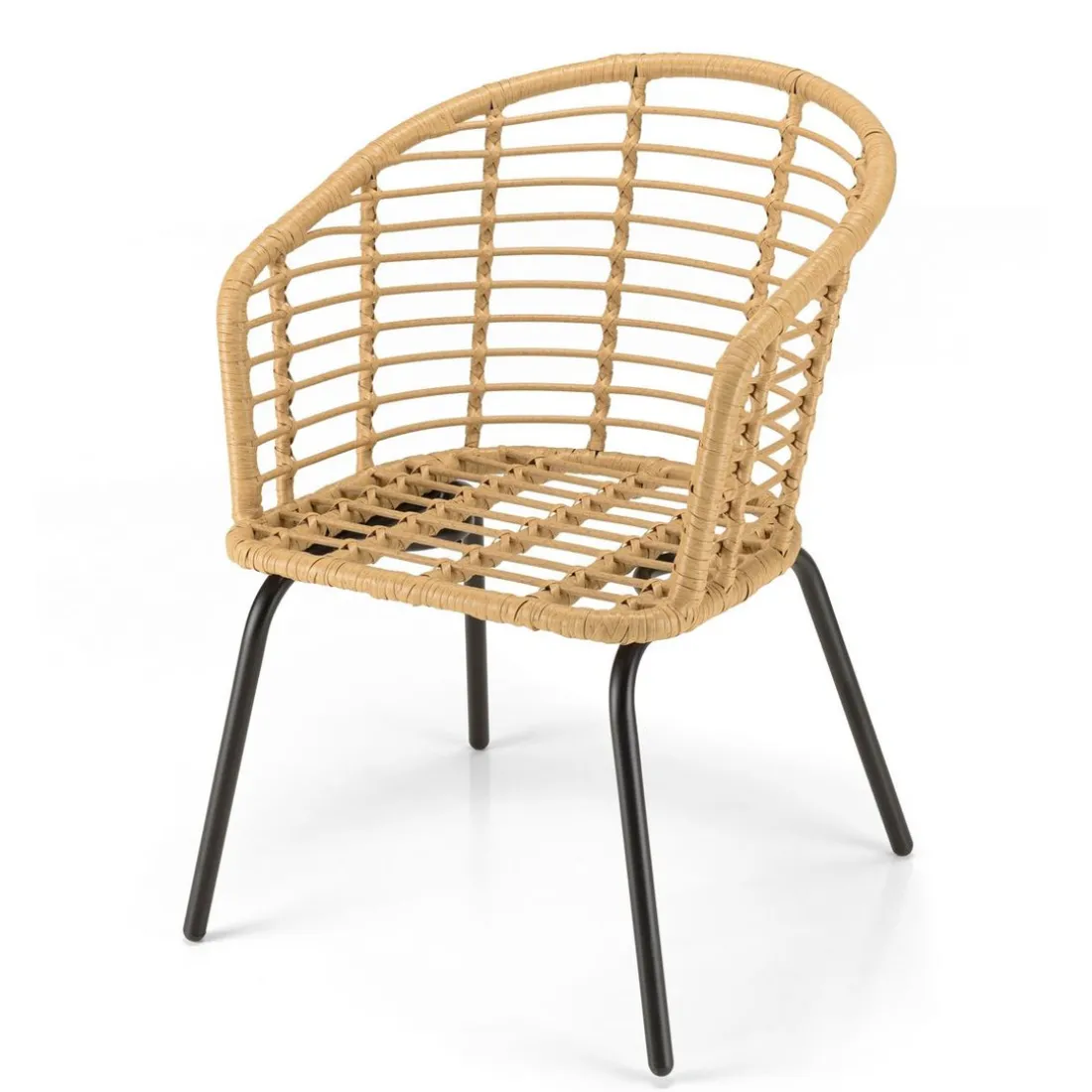 Lot de 2 fauteuils en rotin synthétique couleur naturelle MALO