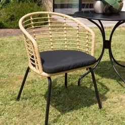 Lot de 2 fauteuils en rotin synthétique couleur naturelle MALO