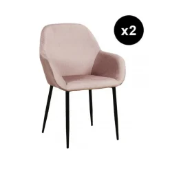 Lot de 2 Fauteuils GIULIA Rose Velours Côtelé