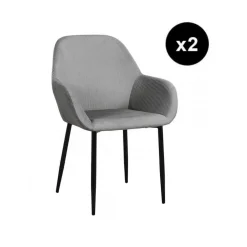 Lot de 2 Fauteuils GIULIA Gris Foncé Velours Côtelé