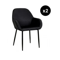 Lot de 2 Fauteuils GIULIA Noir Velours Côtelé