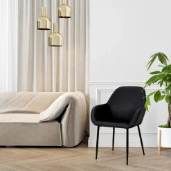 Lot de 2 Fauteuils GIULIA Noir Velours Côtelé