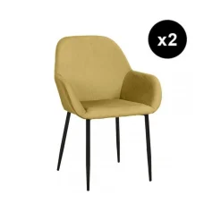 Lot de 2 Fauteuils GIULIA Jaune Moutarde Velours Côtelé
