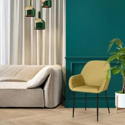 Lot de 2 Fauteuils GIULIA Jaune Moutarde Velours Côtelé